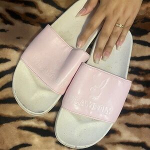 PLAYBOY Women's Light Pink Slide Sandals